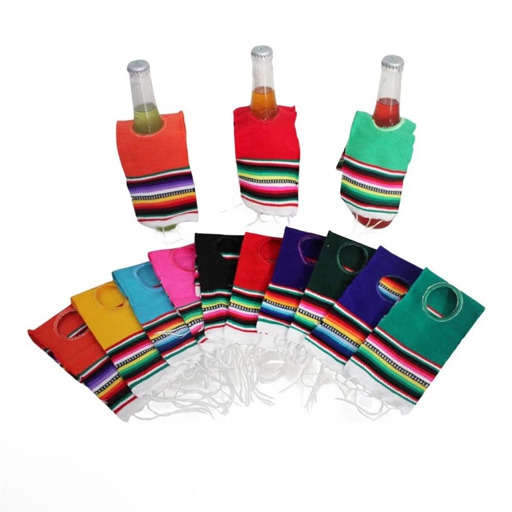 Mini Mexican Poncho Drink Sleeves for Soda & Beer Bottles